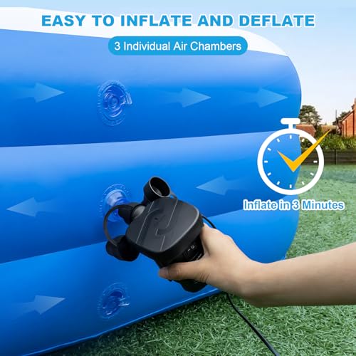 Large Inflatable Pool for Adults, 120'' x 70'' x 22'' Blow Up Pool | Family inflatable pool with thick PVC for backyard water play, kiddie pool fun, outdoor summer swimming
