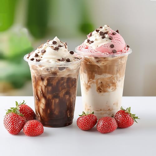 TashiBox 100 Count - 16 Ounce Plastic Cups, Ice Coffee Cups To Go - Crystal Clear PET Party Cups