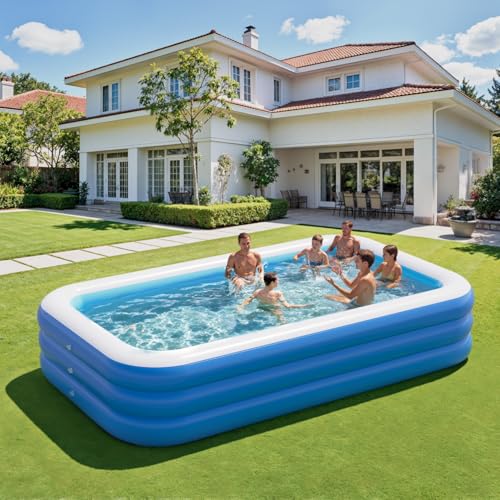 Inflatable Pool for Adults, 115" x 68" x 22" Blow Up Pools, Rectangular Family Swimming Pool