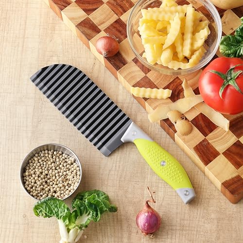 VRUIFA French Fry Cutter for Wave Fries, Crinkle Cutter for Veggies, Potatoes, Cucumber, Carrot and Fruit, with Non-slip Handle, Dishwasher Safe
