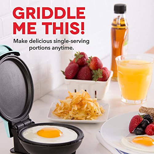 Dash Mini Maker Griddle - Compact Griddle for Creative Homemade Treats - Nonstick Surface, Quick Heat-Up System & Space-Saving Design - Aqua