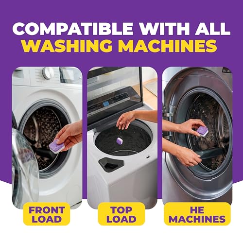 ECO LIVING SOLUTIONS Washing Machine Cleaner Tablets for Pet Owners, 36 Pack, Front&Top Load Washer Deep Cleaning, HE & Septic Tank Safe, Remove Pet Hair, Eliminates Smells, Prevents Dander Build-up