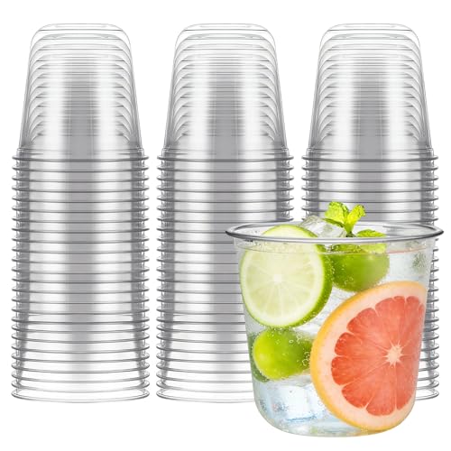 Ziliny 100 Pcs Plastic Stemless Wine Glasses Disposable Plastic Wine Glasses for Parties Weddings Birthdays Cocktail(Clear,10oz)