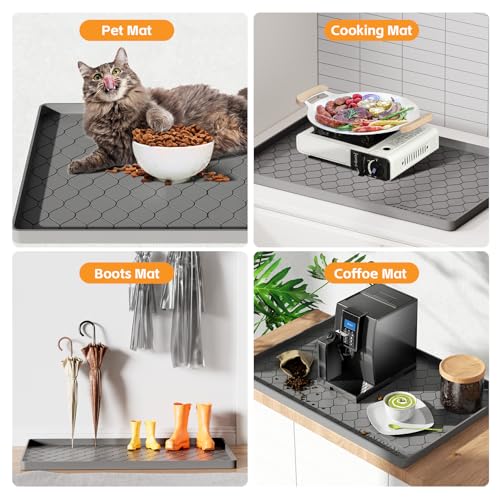 Silicone Under Sink Mat 34" x 22", kitchen Essentials and Gadgets, Shelf liner and Cabinet Protector, Home Organizers and Storage, Waterproof Bathroom Tray