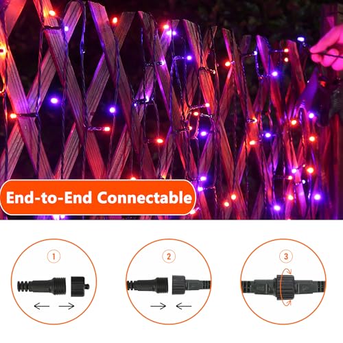 Joomer Orange Purple Halloween Lights, 100FT 300LED Plug-in String Lights