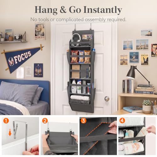 Lifewit Over the Door Storage, 5 Section Cabinet Door Organizers Dark Gray