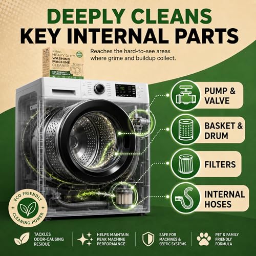 Renuv® Heavy Duty Washing Machine Cleaner Descaler Tablets - for Front Load, Top Load Washer, HE (6 XL Tablets - 6 Months Supply)