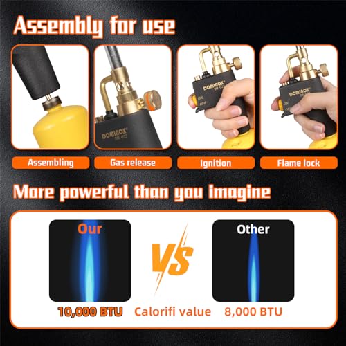 Propane Torch Head, High Intensity Torch Head Trigger Start Gas Torch, Map Gas Torch Kit for Propane, Map and Mapp Gas, Mapp Gas Torch for Soldering