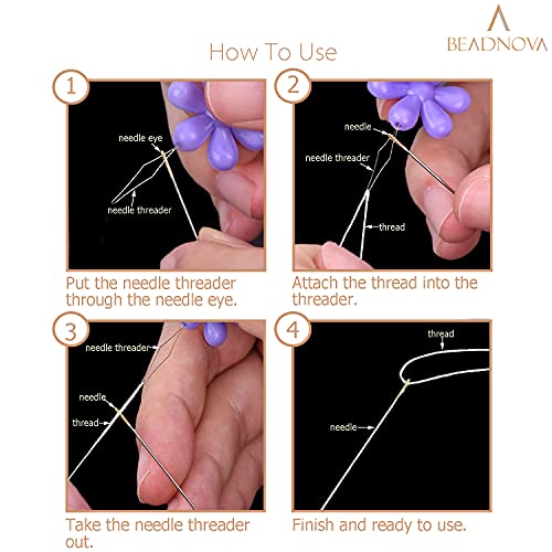 BEADNOVA Embroidery Needle Threader Tool 5pcs Plastic Flower Head Sewing Machine Needle Threader for Hand Sewing Cross Stitch Craft Knitting Quilting (5pcs, Mix Colors)