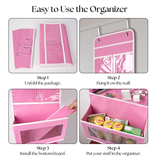 GCreation Over Door Organizer for Bedroom Bathroom Pantry, 5 Shelf Pink