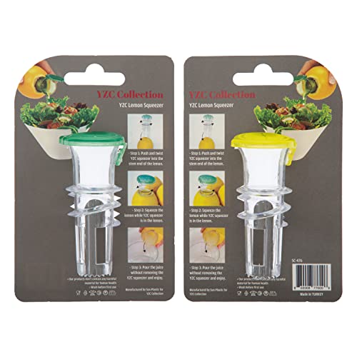 YZC Lemon Squeezer – 2-Pack Lemon-Juicer – BPA-Free Plastic Lime Juicer– Compact Juice Extractor Citrus Press with Lid – Squeeze Lime for Cocktails, Drinks