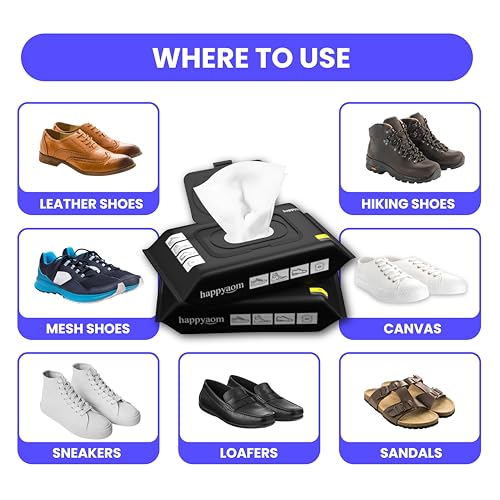 Shoe wipes Pack of 2 Total 60 Pcs Sneakers Cleaning Quick Wipes Removing Dirt and Stains with Disposable Shoe Wipe