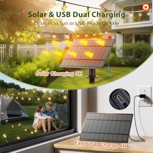 addlon 100FT 54LED Solar String Lights Outdoor Waterproof with Remote, USB
