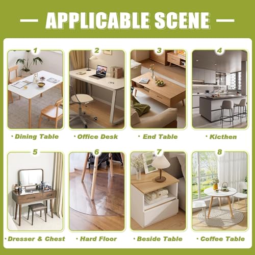 OstepDecor Clear Table Protector 14 x 24 Inch, 2mm Thick Plastic Table Cover, Waterproof PVC Clear Table Cover Protector, Desk Protector Mat, Writing Desk Pad for Desktop, Coffee & Dining Room Table