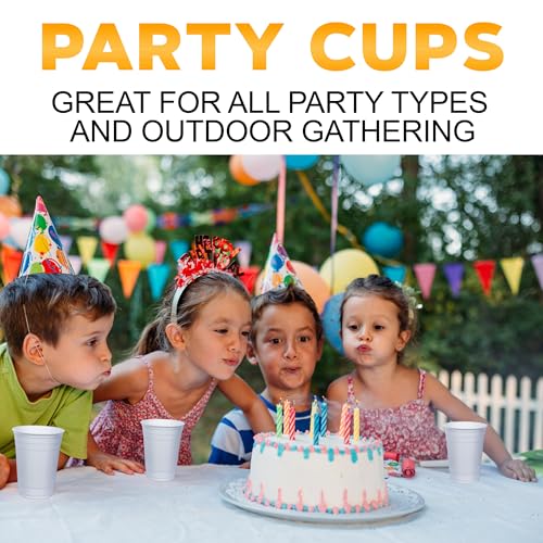 PAMI White Plastic Party Cups [Pack of 30] - 16oz Disposable Drinking Glasses- For Iced Tea, Smoothies, Punch, Beer, Cocktails - Beerpong Cups