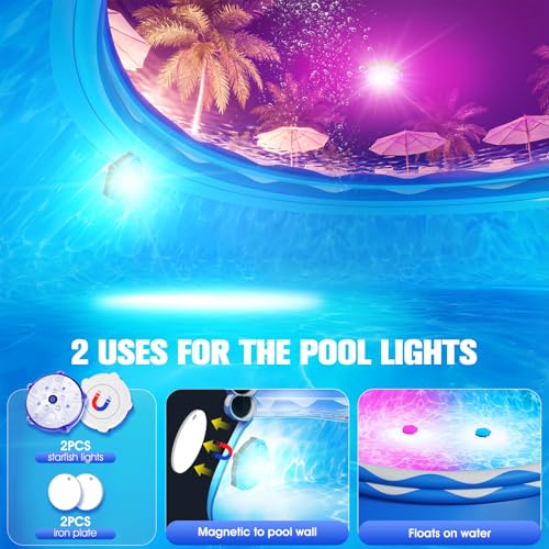 Easy Set Pool with Pool Lights, Upgraded Above Ground Pool,Large Inflatable Swimming Pool for Adults Round Pool,Quick Set Inflatable Top Rings Above Ground Swimming Pool 8ftx30in