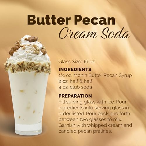 Monin - Butter Pecan Syrup | Premium Syrup for Coffee, Shakes, Cocktails & More | Clean Label with No Artificial Flavors, No Artificial Preservatives (BPA Free Glass Bottle, 750 ml)