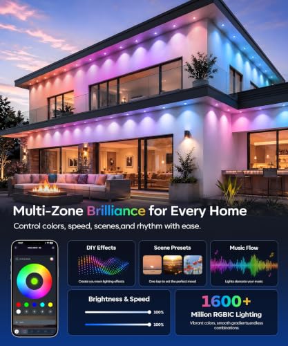 Permanent Outdoor Lights for House, 200ft RGB+IC Christmas LED Light