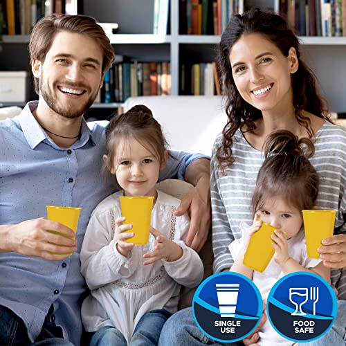 PAMI 100-Pack 7oz Yellow Disposable Cups Plastic Cups for Parties, Bpa-Free, Ideal for Cold Drinks