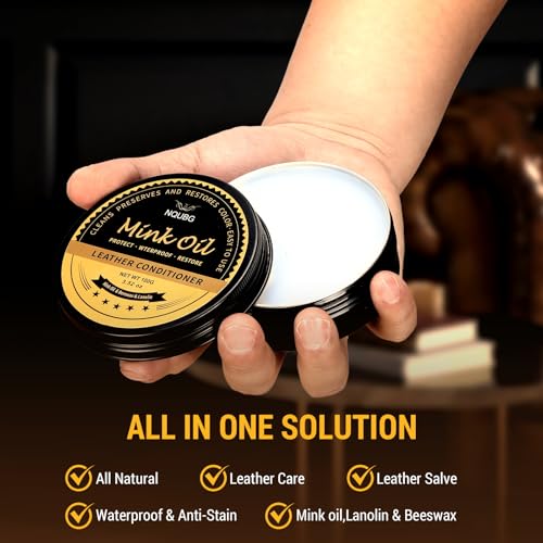 Mink Oil for Leather Boots, Boot Leather Care Kit, Leather Shoe Care Kit for Cowboy Boots, Work Boots, Leather Conditioner and Cleaner All-Natural Waterproof Soften and Restore Shoes