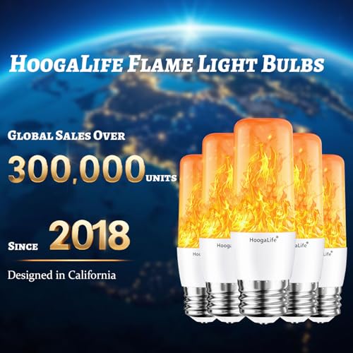 HoogaLife Flame Light Bulbs, Warm Flickering Light Bulbs Effect of Real Fire, E26 Flame Light Bulb for Christmas, Halloween, Party Patio Porch Home
