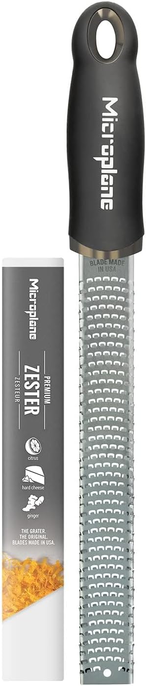 Microplane Premium Classic Series Zester 18/8, Black - Lemon Zester & Cheese Grater & Vegetable Grater - Citrus, Parmesan Cheese, Garlic, Ginger