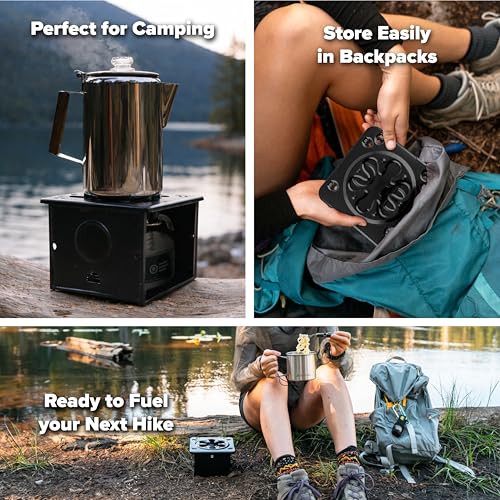 Coghlan's Portable Folding Camp Stove – Compact, Lightweight Steel Cooking Stove for Camping, Backpacking, Hiking, or Emergency Use – Uses Canned Heat or Fuel Tablets