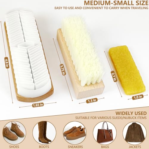 3Pcs Suede Shoe Brush and Eraser Suede Nubuck Cleaning Brush for Shoes
