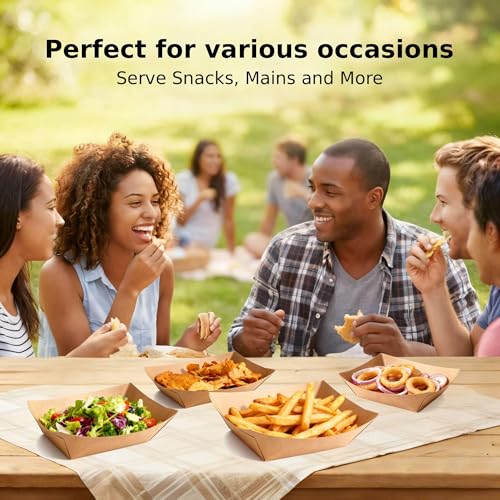 250 Pack 2lb Paper Food Boats - Heavy-Duty Food Trays Disposable,Paper Food Trays for Hot Dog,Nacho,Fries,Onion Rings,Ice Cream or Other Snacks