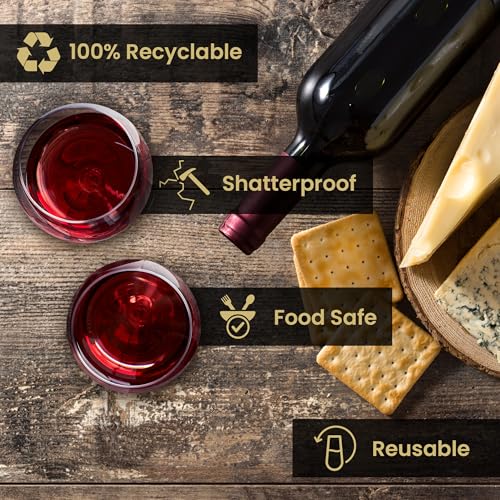 Reli. Disposable Wine Glasses (48 Pack, 12oz) Plastic Stemless Wine Glasses Disposable | Clear and Stemless for Parties, Cocktails, Whiskey, Weddings | Shatterproof