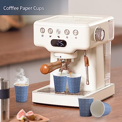 Clawsoff 300 Pack Paper Cups 8 oz, Disposable Hot/Cold Beverage Drinking Cups, 8 OZ Paper Coffee Cups, Navy Floral Coffee Cups for Party, Picnic, Travel, and Events