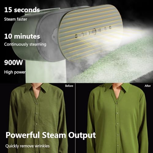 G6 Steamer for Clothes Portable 2-in-1 Travel Steamer Iron for Clothes, Just 0.7lbs Lightly, 10 Minutes of Continuous Steam, 900W Light Steamer for travel and home (green)