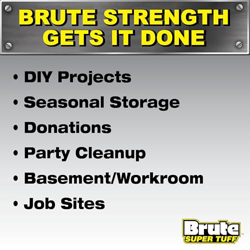 Brute Super Tuff Heavy Duty 2.2 MIL Contractor Bags, Extra Large Trash Bags, Twist Tie Closure, Black, 55 Gallon, 15 Count