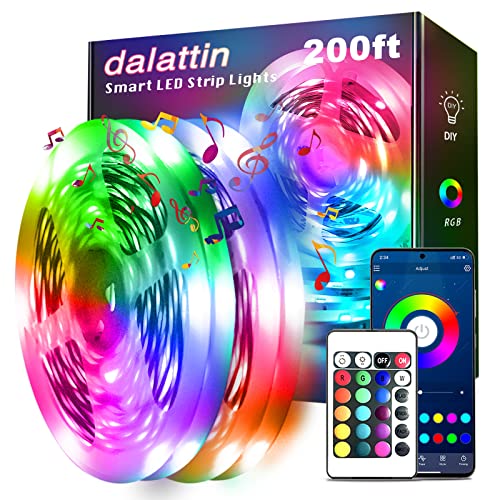 dalattin Led Strip Lights 200ft (2 Rolls of 100ft), Led Lights for Bedroom with App & Remote Control, 24V Led Lights Strip for Room & Festival