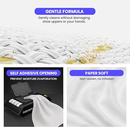 Shoe wipes Pack of 2 Total 60 Pcs Sneakers Cleaning Quick Wipes Removing Dirt and Stains with Disposable Shoe Wipe