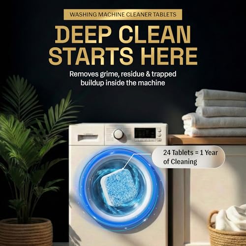 Washing Machine Cleaner Tablets | 24 Pack | Ultra Deep Clean | Eliminates Odors | Washer Cleaner Tablets for HE Front Loader & Top Load Washer | Compatible with All Machines | 1 Year Supply | Zyro
