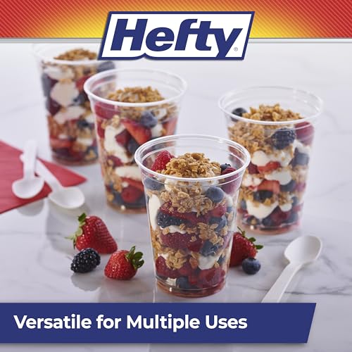 Hefty Party Perfect Clear Plastic Cups, Large Clear Party Cups for Easy Cleanup and Large Gatherings, Recyclable, 18 Ounce, 28 Count