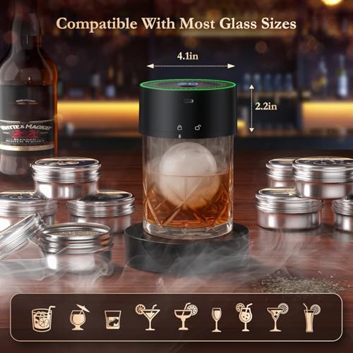 Electric Whiskey Smoker Kit-Rechargeable Cocktail Smoker Set with 6 Wood Chips-Unique Bourbon Ideal Christmas, Birthday, Valentine's Day Gift,Gifts for Men, Dad, Husband