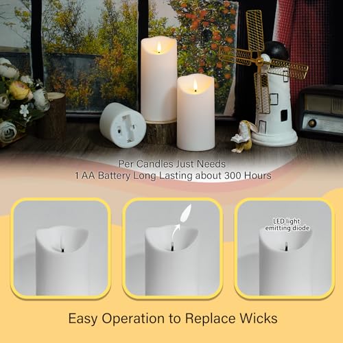 Nimiko Flameless Candles with Remote, Battery Operated Flickering Flameless Candles, LED Candles with Timer 2/4/6/8H, with Realistic LED Candles Set