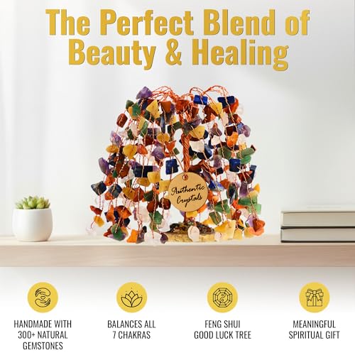 ANAYA AGATE 7 Chakra Tree of Life Feng Shui Crystal Tree for Home Décor, Wealth, Luck & Protection, Spiritual Reiki Healing Bonsai for Positive Energy Gift, Meditation & Manifestation Decor