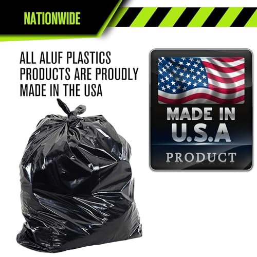 Aluf Plastics 55 Gallon Trash Bags Heavy Duty - (Huge) - 2.0 MIL Thick (equiv) - 38" x 58" - Garbage Bags for Toter, Contractors, Lawn, Leaf, Yard Waste, Kitchen, Industrial, Black, 50 Pack