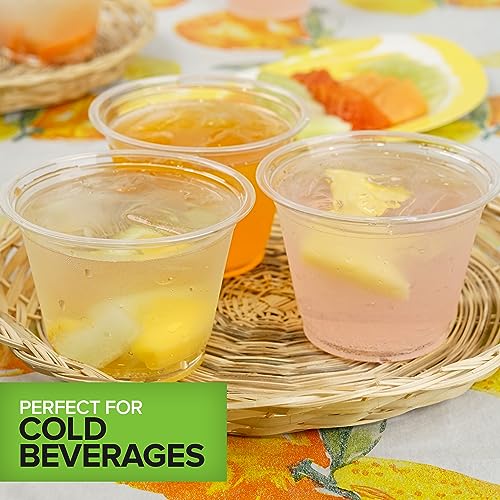 Stock Your Home Commercially Compostable Cups, 9oz (100 pack) Clear Plastic Cold Cups, Disposable Cups for Parties & Everyday Use