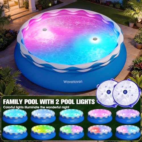 Easy Set Pool with Pool Lights, Upgraded Above Ground Pool,Large Inflatable Swimming Pool for Adults Round Pool,Quick Set Inflatable Top Rings Above Ground Swimming Pool 8ftx30in