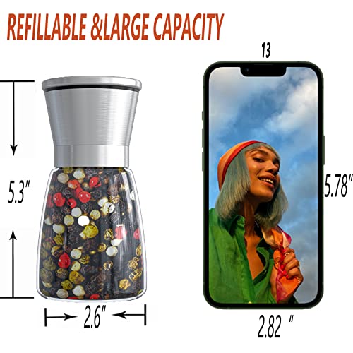 Original Stainless Steel Salt or Pepper Grinder - Top Spice Mill with Ceramic Blades, Brushed Stainless Steel and Adjustable Coarseness By Pepper Grinder （Single Package）