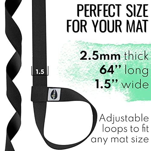 TECEUM Yoga Mat Strap – 30+ Colors – Adjustable Mat Holder Sling Carrier for All Mats [Mat Not Included]