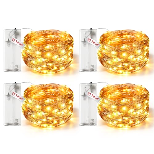 litogo 4 Pack Fairy Lights Battery Operated with Timer, 10FT String Lights