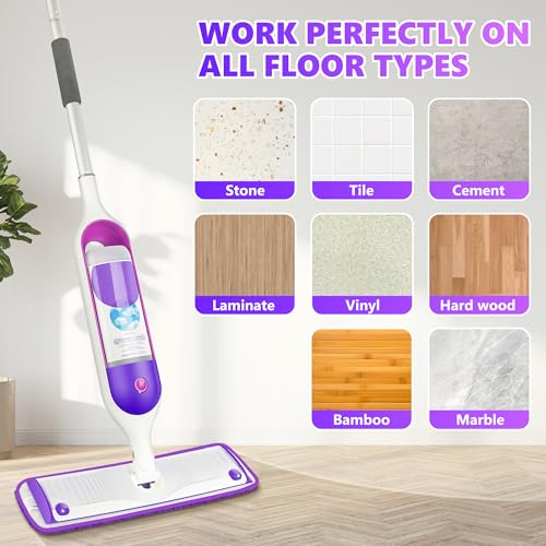 Reusable Mop Pads Compatible with Swiffer PowerMop, Microfiber Pads Refills for 13''-15'' Spray Mop, Wood Floor Replacement Refill Machine Washable for Multi-Surface Floor Cleaning, 6 Pack