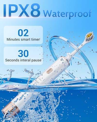 Aneebart Sonic 2 Pack Electric Toothbrush for Adults and Kids, Travel Toothbrush Includes 12 Replacement Toothbrush Heads, 6 Modes with 2 MIN Smart Timer (Black White)
