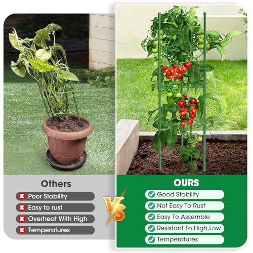 3 Pack Tomato Cages, 51.2in Tomato Plant Support Stakes Heavy-Duty, Garden Tomato Cages & Trellis for Climbing Vegetables, Tomatoes, Peppers, and Potted Plants(3)