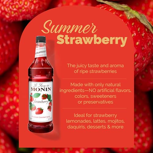 Monin - Strawberry Syrup, Mild and Sweet, Great for Cocktails and Teas, Gluten-Free, Non-GMO (1 Liter)